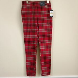 Tommy Hilfiger Red Plaid Slim Leg Pants